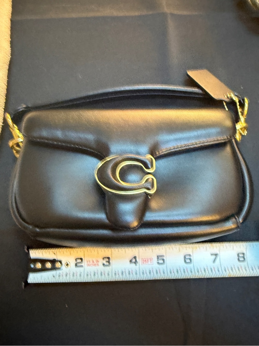 Coach Pillow Tabby Shoulder Bag 18 Black Leather Brass Hardware C3880 Like New - Picture 16 of 16
